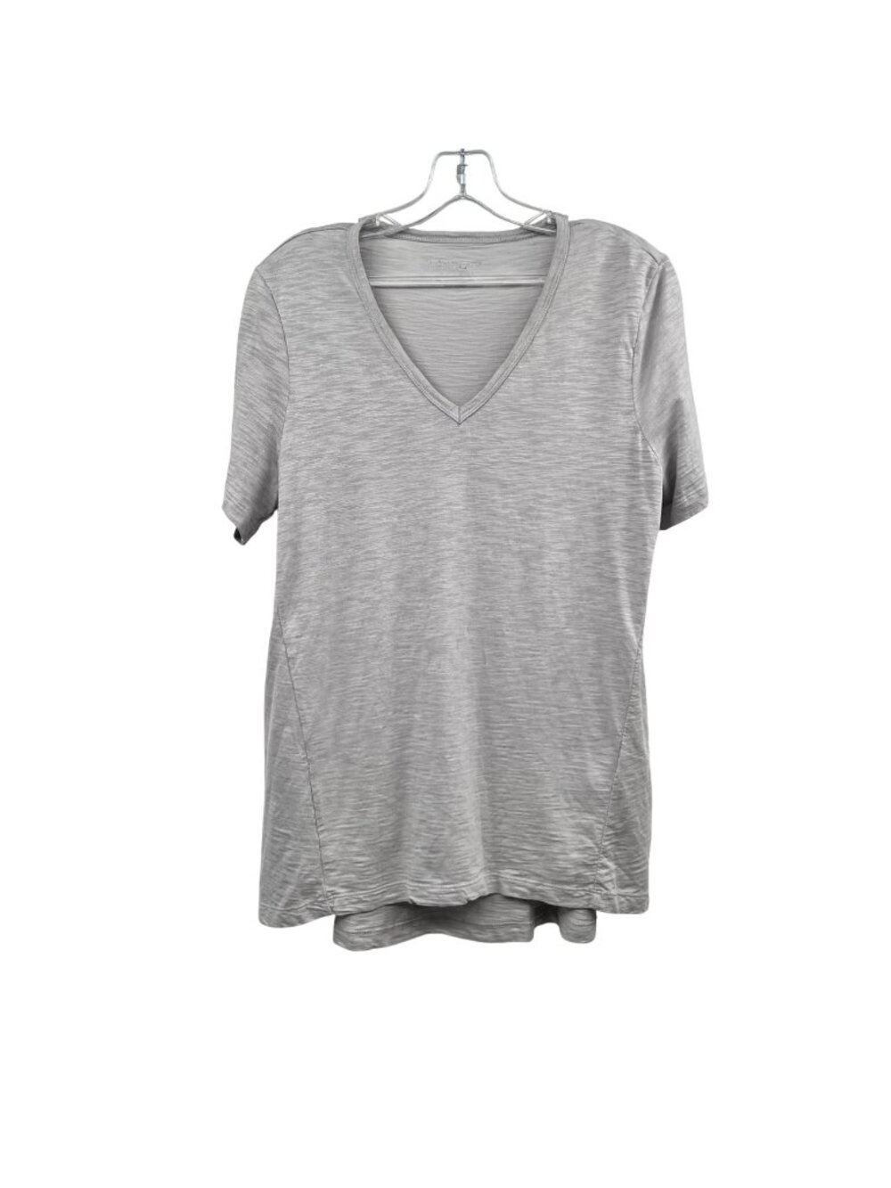Chico's Womens V-Neck T-Shirt Gray Size Medium Cotton